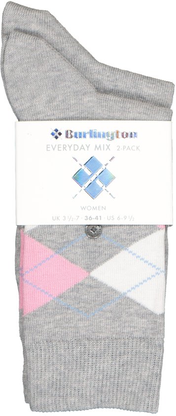 Burlington Everyday 2-Pack gedessineerd katoen multipack sokken dames grijs - maat 36-41