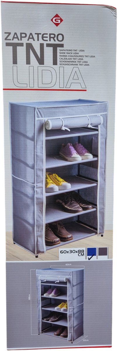 Opvouwbaar camping schoenenrek / schoenenkast - blauw - 60 x 30 x 88 cm - Kleding/schoenen opbergers - opbergen van Merkloos — afbeelding 2