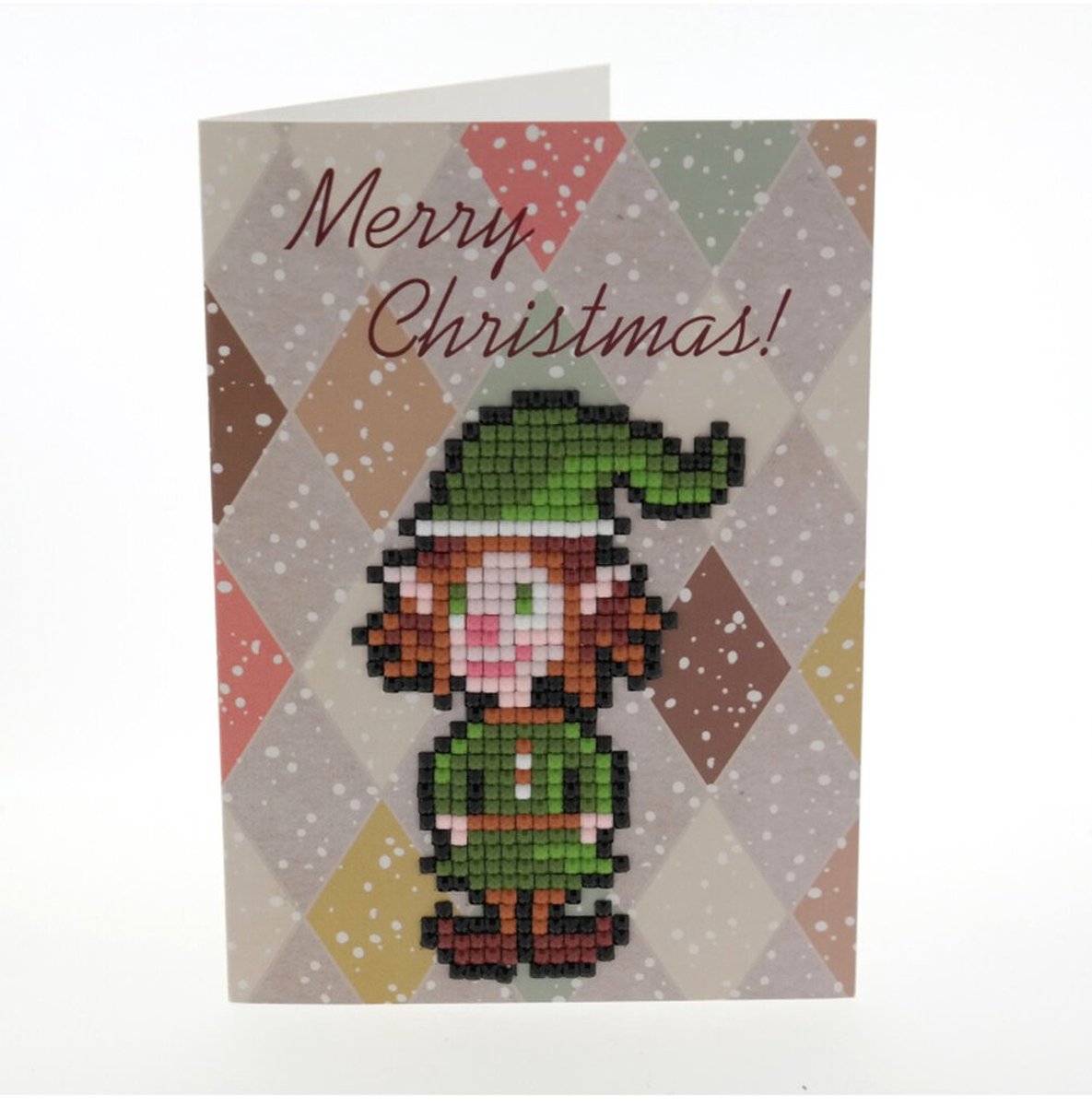 Wizardi Diamond painting kerstkaart elf - creatieve knutselset.