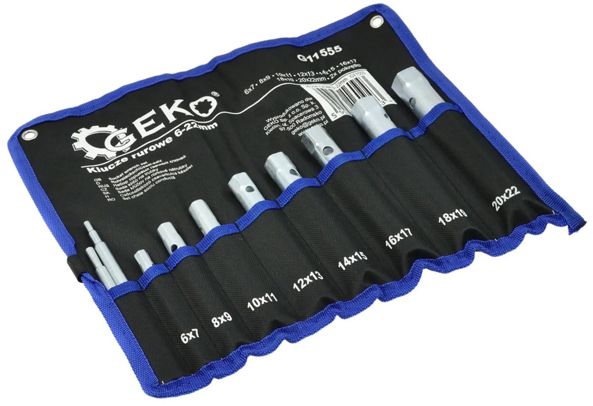 GEKO Tubular box sleutelset - corrosiebestendig - 10-delig - met opberghoes