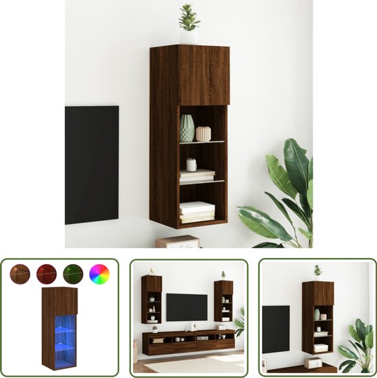 The Living Store Tv meubel Met LED verlichting 30 5x30x90 Cm Bruin The Living Store Tv meubel Met LED verlichting 30 5x30x90 Cm Bruin