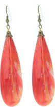 Behave® Oorbellen hangers druppel oranje  rood acryl 8,5 cm