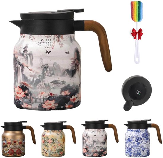 PARACITY Thermische koffiekaraf/theepot met keramische voering 28 oz, kleine koffie-thermo reizen met verwijderbare roestvrijstalen filter voor warme dranken, dubbelwandige geïsoleerde koffiekan