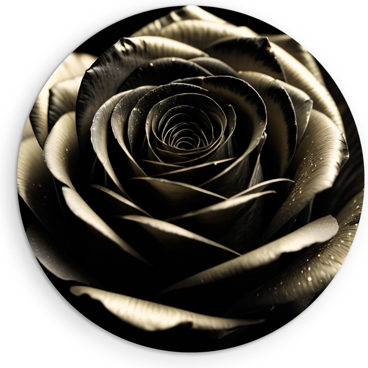 Saammp Muurcirkel Hout - Elegante Zwarte Roos - Natuur - Modern - Ø 50 - Wandcirkel - Wanddecoratie Cirkel - Muurdecoratie Woonkamer - Kantoor Decoratie