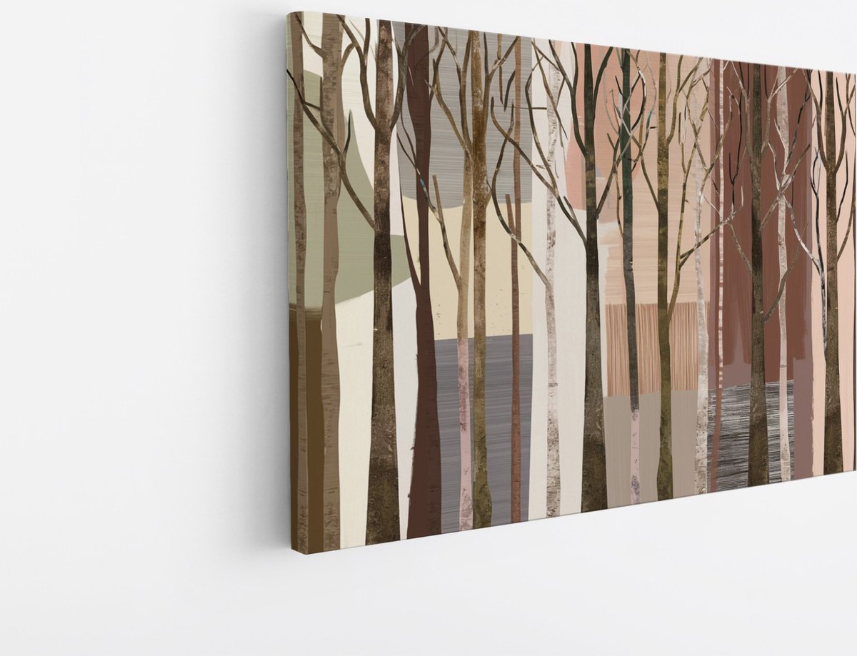 Saammp Canvas Schilderij - Bomen - Beige - Bruin - Bloemen - Landschap - Natuur - 120x80 - Foto op canvas - Wanddecoratie - Muurdecoratie Woonkamer - Slaapkamer decoratie - Canvas Print Multicolor
