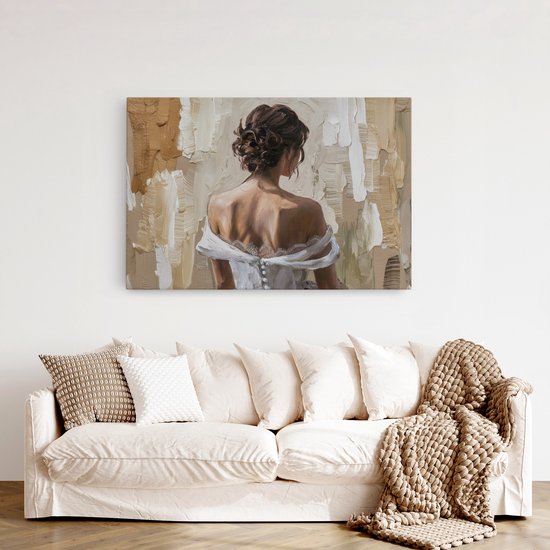 Tableau sur toile Saammp - Femme - Art - Beige - abstrait - 40x30 - Photo sur toile - Décoration murale - Décoration murale Salon - Décoration chambre - Impression sur toile