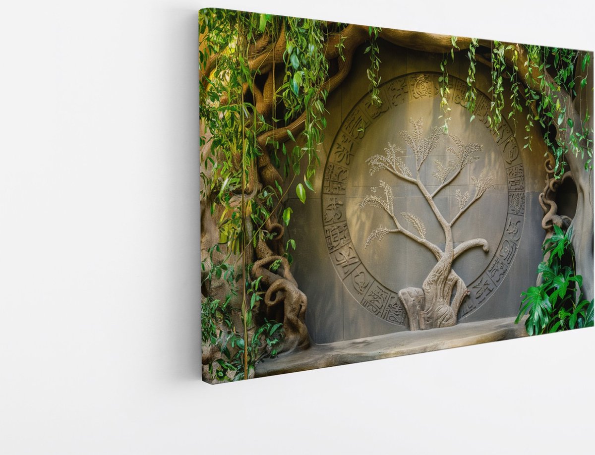 Saammp Canvas Schilderij - Poort in natuur - Landschap - Botanisch - 100x75 - Foto op canvas - Wanddecoratie - Muurdecoratie Woonkamer - Slaapkamer decoratie - Canvas Print Multicolor