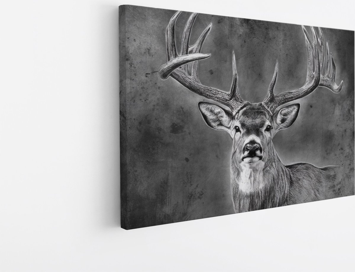 Saammp Canvas Schilderij - Hert - Abstract - Dieren - 30x20 - Foto op canvas - Wanddecoratie - Muurdecoratie Woonkamer - Slaapkamer decoratie - Canvas Print Multicolor