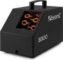 Zwarte bellenblaasmachine BeamZ B300 met draaggreep en zichtbare oranje bellenblaasringen.