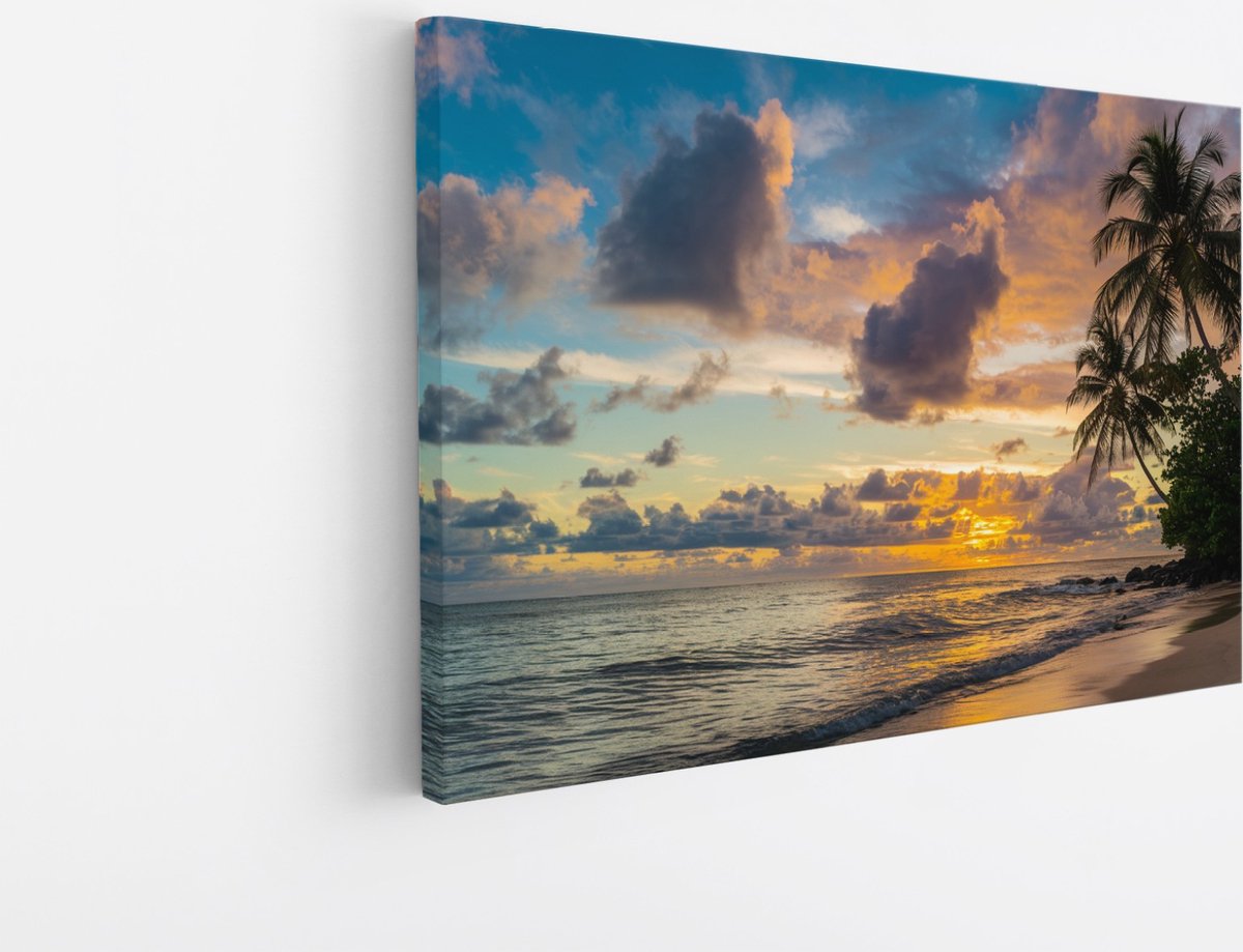 Saammp Canvas Schilderij - Strand - Zee - Tropisch - 30x20 - Foto op canvas - Wanddecoratie - muurdecoratie Woonkamer - Slaapkamer decoratie - Canvas Print Multicolor