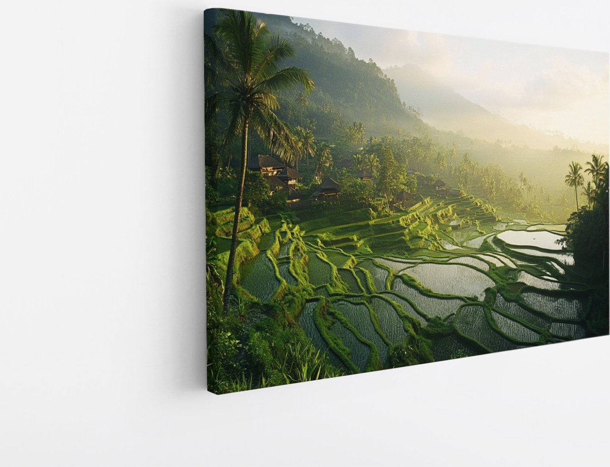 Saammp Canvas Schilderij - Natuur - Rijstveld - Bali - landschap - 30x20 - Foto op canvas - Wanddecoratie - Muurdecoratie Woonkamer - Slaapkamer decoratie - Canvas Print Multicolor