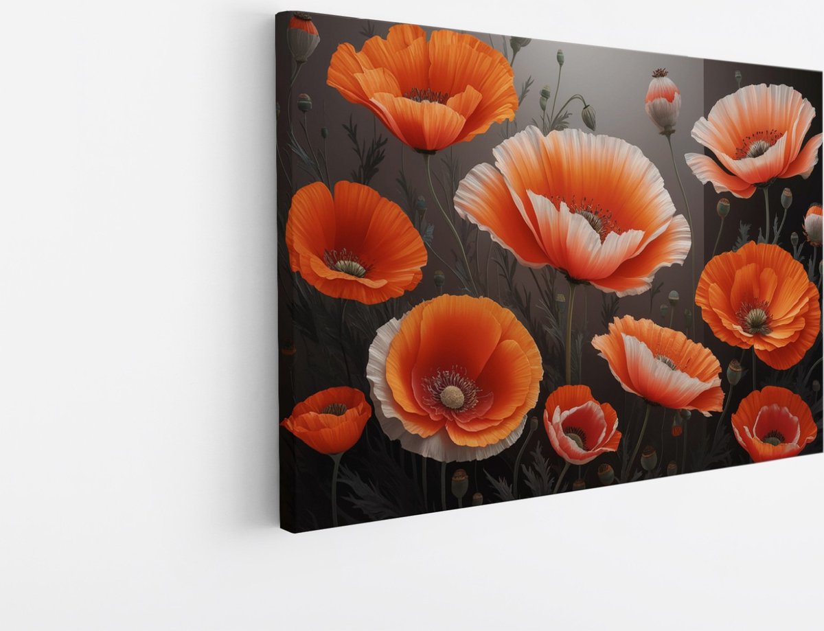 Saammp Canvas Schilderij - Oranje - Abstract - Bloemen - Natuur - 60x40 - Foto op canvas - Wanddecoratie - Muurdecoratie Woonkamer - Kantoor Decoratie Multicolor