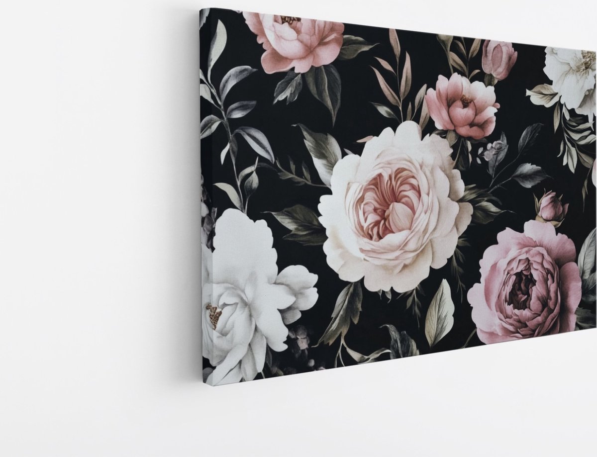 Saammp Canvas Schilderij - Wit - Natuur - Bloemen - 45x30 - Foto op canvas - Wanddecoratie - Muurdecoratie Woonkamer - Kantoor Decoratie Multicolor