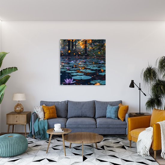 Tableau sur toile Saammp - Nature - Nénuphars - Paysage - 30x30 - Photo sur toile - Décoration murale - Décoration murale murale Salon - Décoration chambre - Impression sur toile