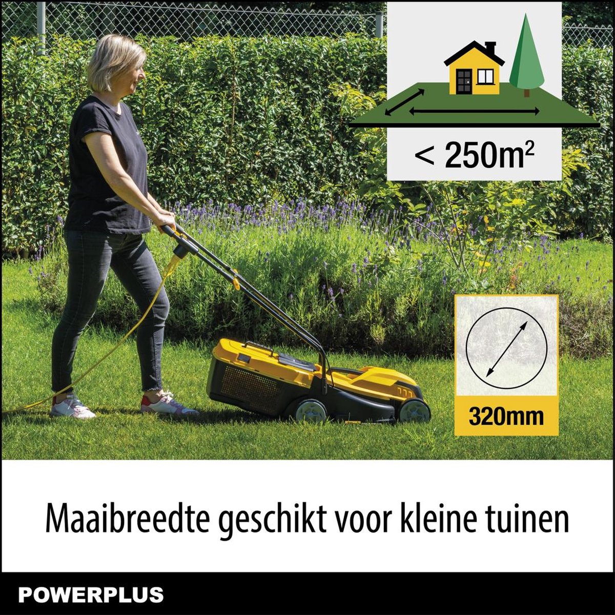Powerplus elektrische grasmaaier POWEG62203 - 1000 W, 320 mm Ø grasmachine, tuintoestel, met grasopvangsysteem en achteruitworp – foto 4