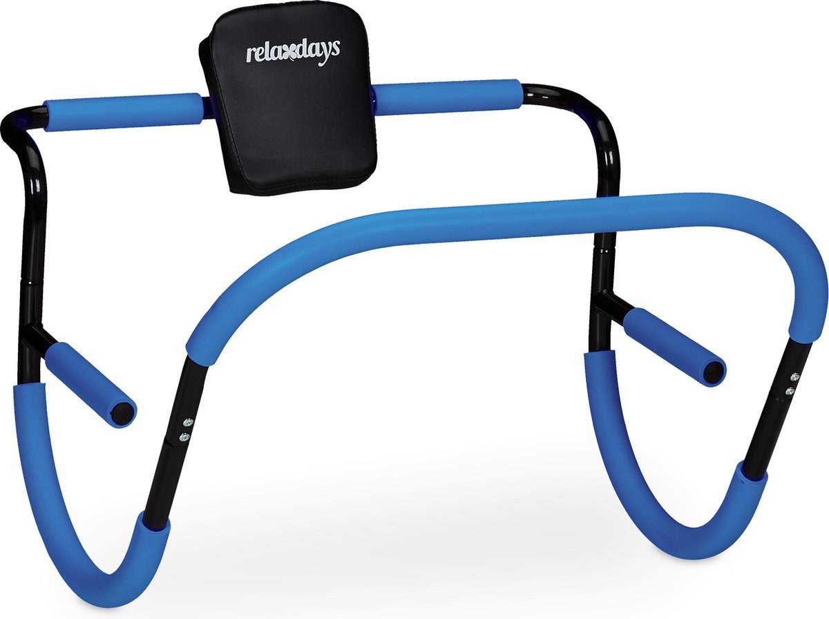 buikspiertrainer - 68,5x69x65 cm - nekkussen - AB-trainer - blauw-zwart