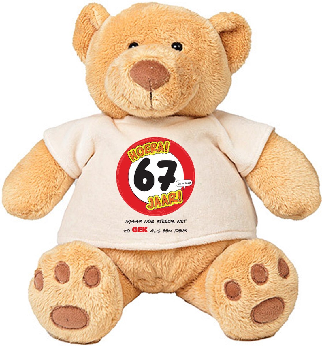 67 Jaar maar nog steeds zo gek als een deur Pluche Beer - Jarig - Verjaardag - 30e - knuffel