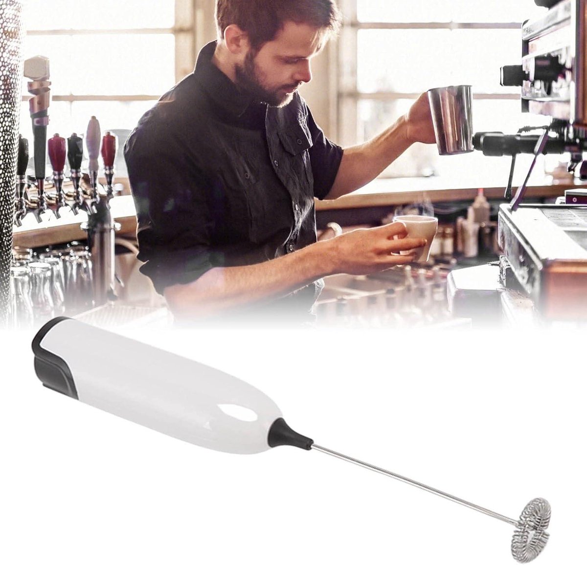 Handheld Elektrische Melkopschuimer - Koffie Roerstaaf Matcha Cappuccino Latte Mini Schuimmaker - Automatisch Drankenschuimer Warme Chocolademelk — cadeau in Kookcadeaus - foto 6