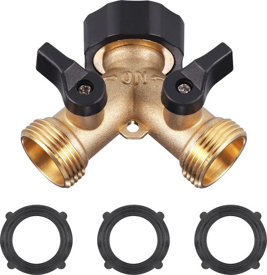 Poppstar 3/4 inch Y-verdeler voor Kraan, Wasmachine, Keuken & Tuin (2 ventielen apart afsluitbaar