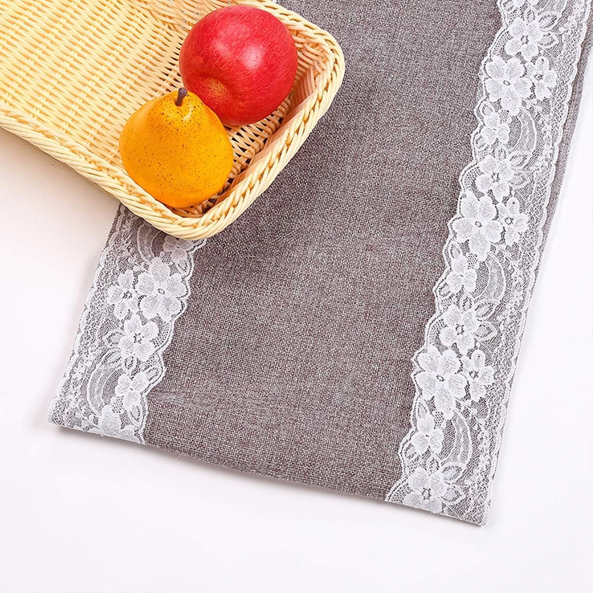 Goodivery ® Elegant Jute Tafelloper Set van 2 met Kant voor Feestelijke Decoraties