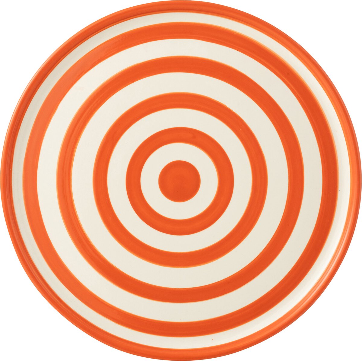 J-Line bord Granada Stripes - keramiek - wit/oranje