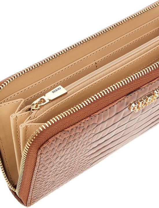 GUESS Portemonnee Laurel SLG Large Zip Around Wallet Cognac Bruine