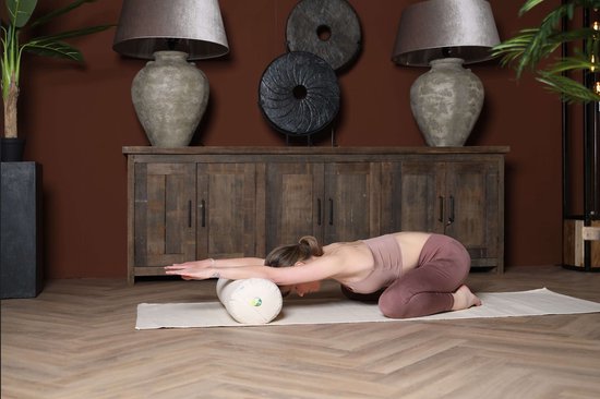 Ecoyogi Yogabolster Eco Katoen Taupe / Zand kleur - 60 x 20 cm (Lengte x Diameter) - 4 KG - Wasbare Buitenhoes - Aanpasbare Boekweit Vulling - 100% Gecertificeerd Biologisch Katoen - GOTS Gecertificeerd - Duurzame Yoga bolster - Yoga rol van Ecoyogi — afbeelding 5