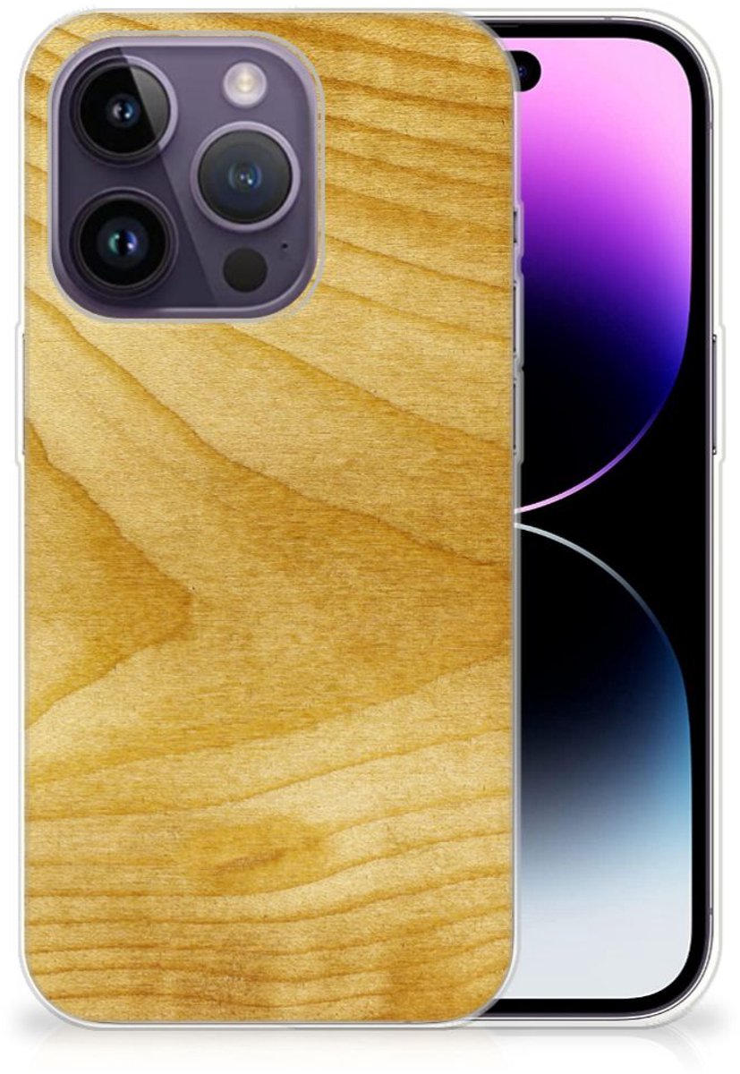 TPU Hoesje voor Apple iPhone 14 Pro Bumper Hoesje Licht Hout