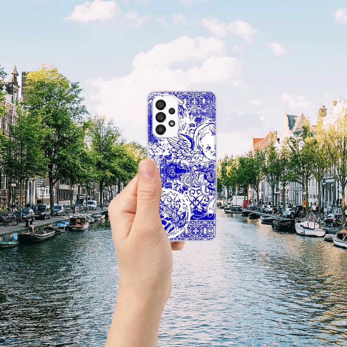 TPU Hoesje voor Silicone Back Case Samsung Galaxy A33 5G Angel Skull Blauw