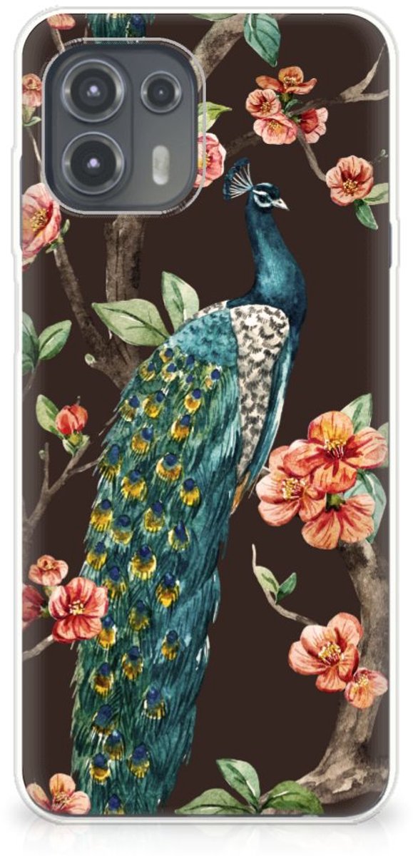 Motorola Edge 20 Lite TPU Hoesje Pauw met Bloemen