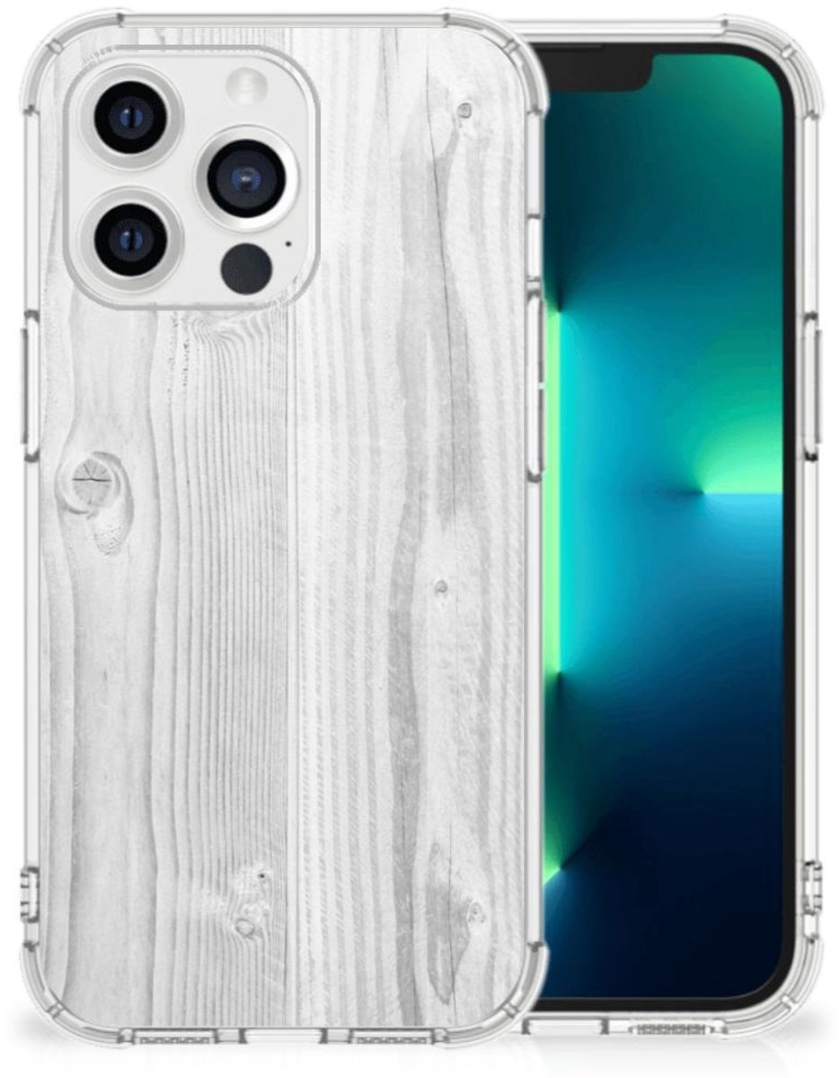 Apple iPhone 13 Pro Stevig Telefoonhoesje White Wood