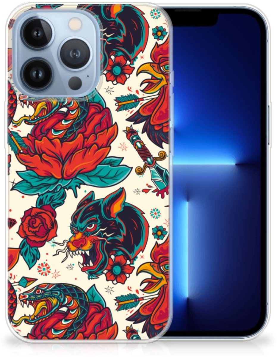 Siliconen Hoesje met foto voor Apple iPhone 13 Pro Old Skool