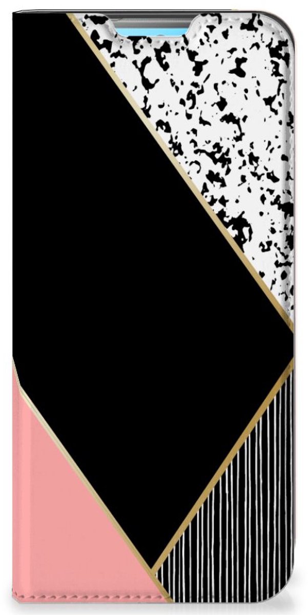 Xiaomi Redmi 10 Stand Case Zwart Roze Vormen