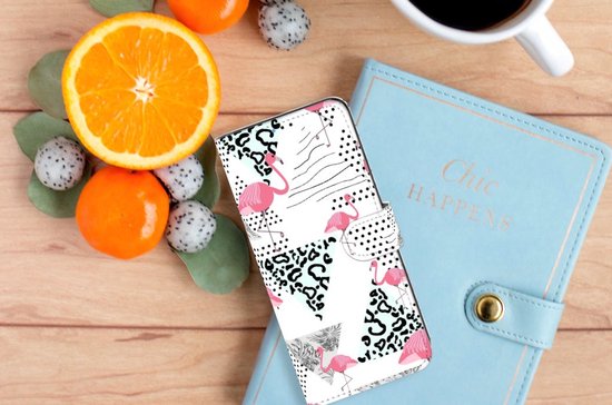 Motorola Moto E20 | E30 | E40 Telefoonhoesje met Pasjes Flamingo Triangle
