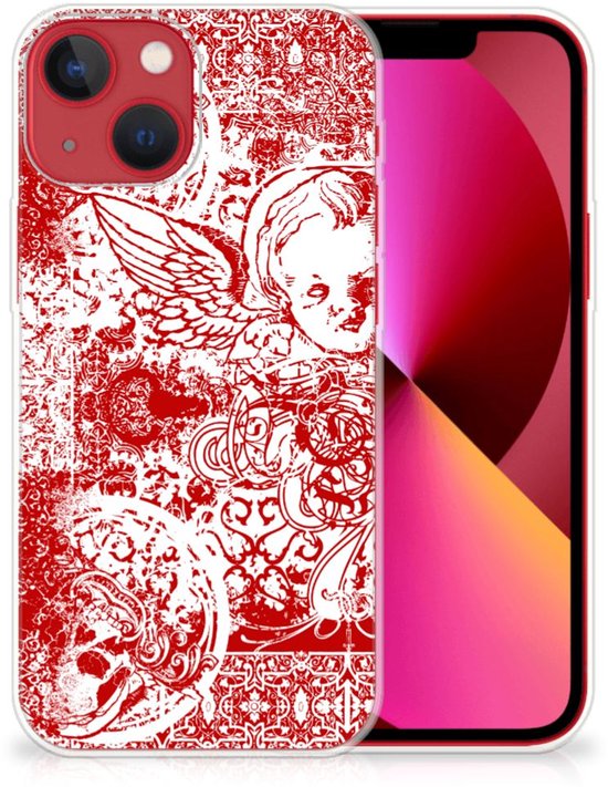 TPU Bumper Silicone Étui Housse pour Apple iPhone 13 Coque Angel Skull Red