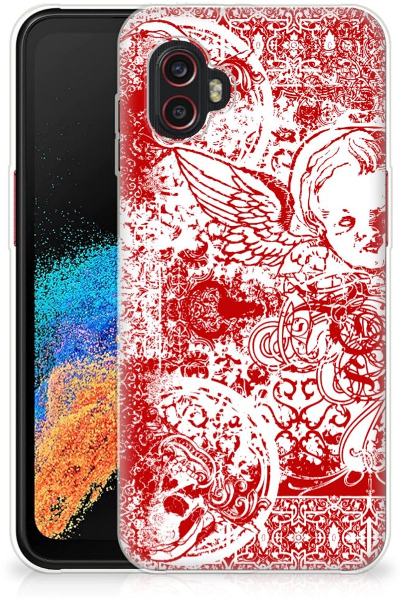 Silicone Back Case Samsung Galaxy Xcover 6 Pro Angel Skull Rood