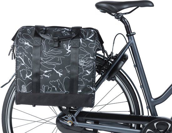 Basil Grand Flower Fietsshopper - enkele fietstas - 23 Liter - Zwart van Basil — afbeelding 5