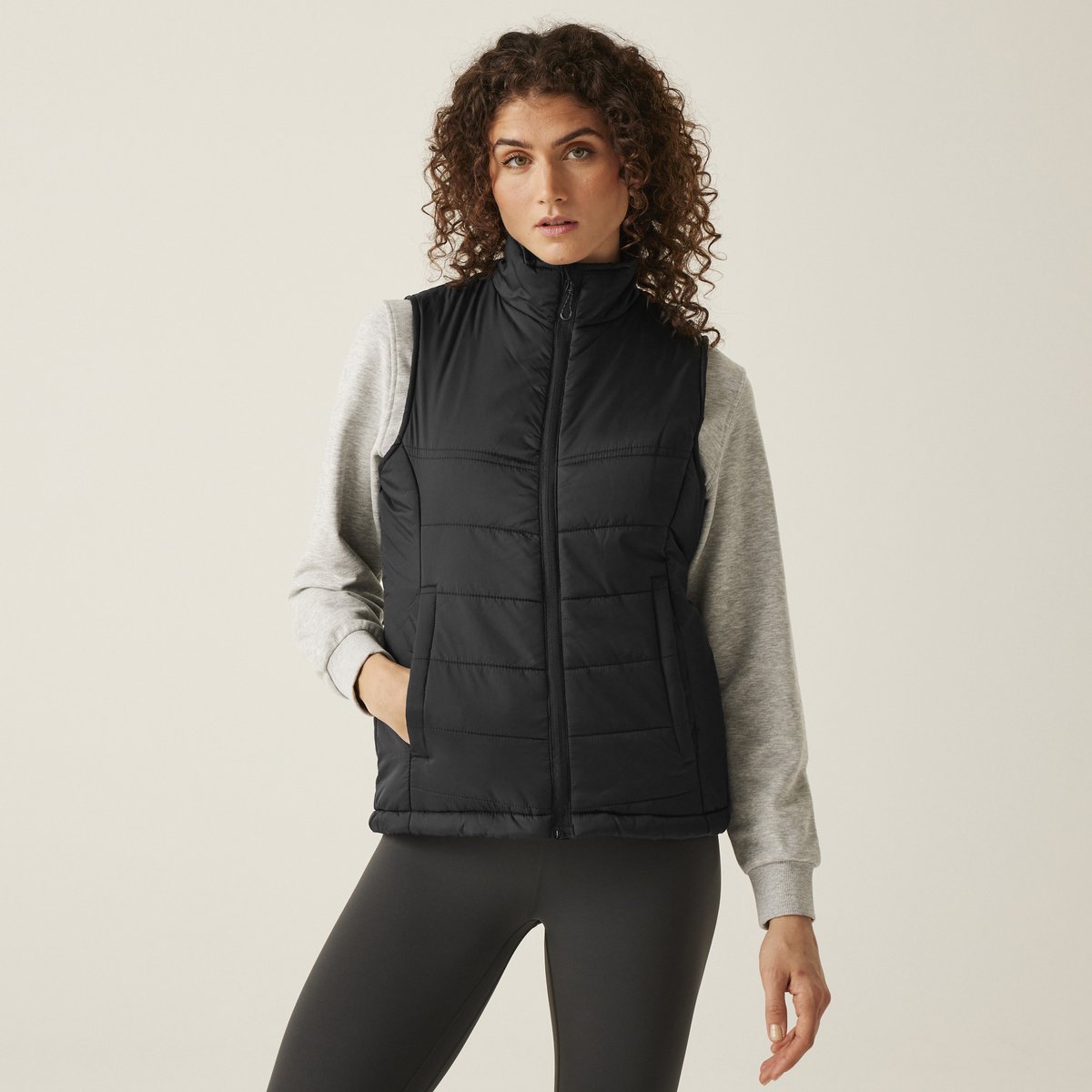 Jas Wandelen Dames Padded Design Voorkant Rits Zwart