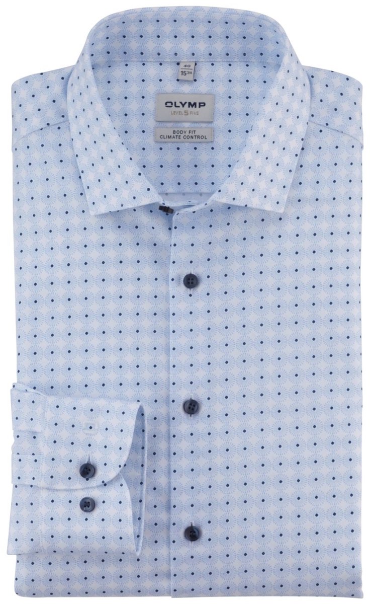 OLYMP bodyfit print blauw