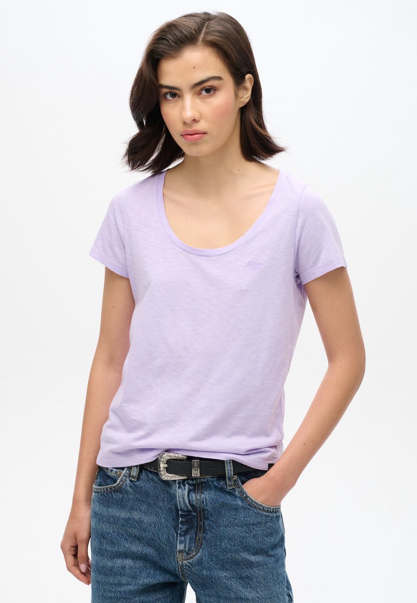Superdry Studios T-shirt met laag uitgesneden ronde hals Dames T-shirts Paars
