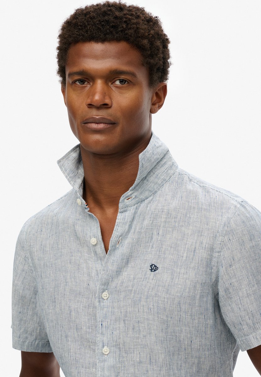 Superdry Linnen SD Vacation overhemd met borduursel Heren Shirts Marineblauw