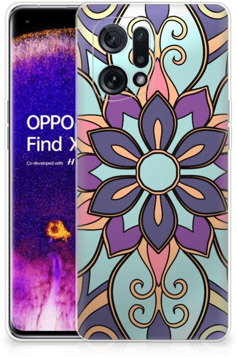 OPPO Find X5 TPU Case Purple Flower