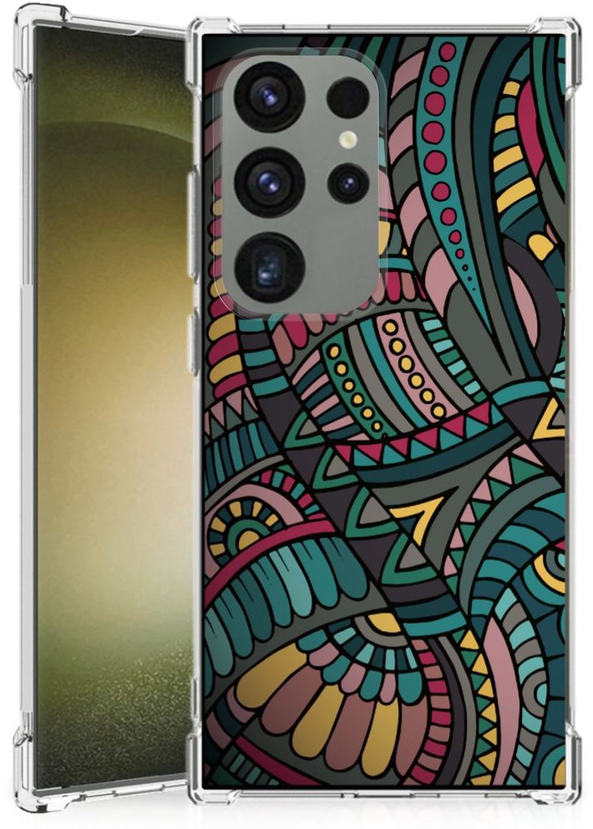 Samsung Galaxy S24 Ultra Doorzichtige Silicone Hoesje Aztec