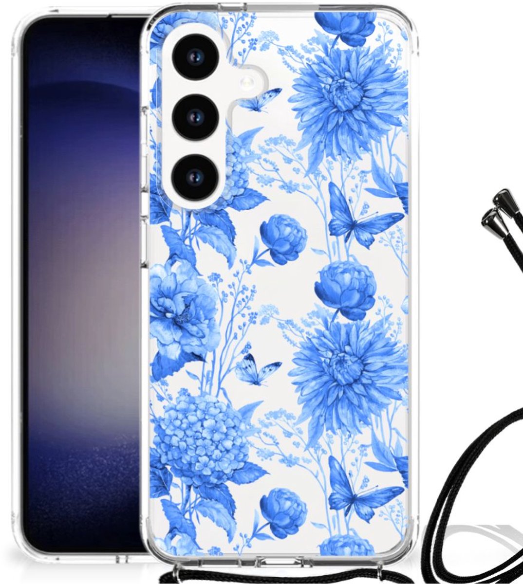 Case voor Samsung Galaxy S24 Flowers Blue