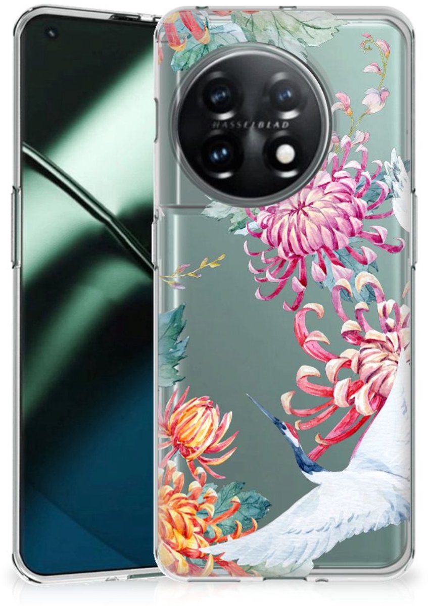 OnePlus 11 TPU Hoesje Bird Flowers