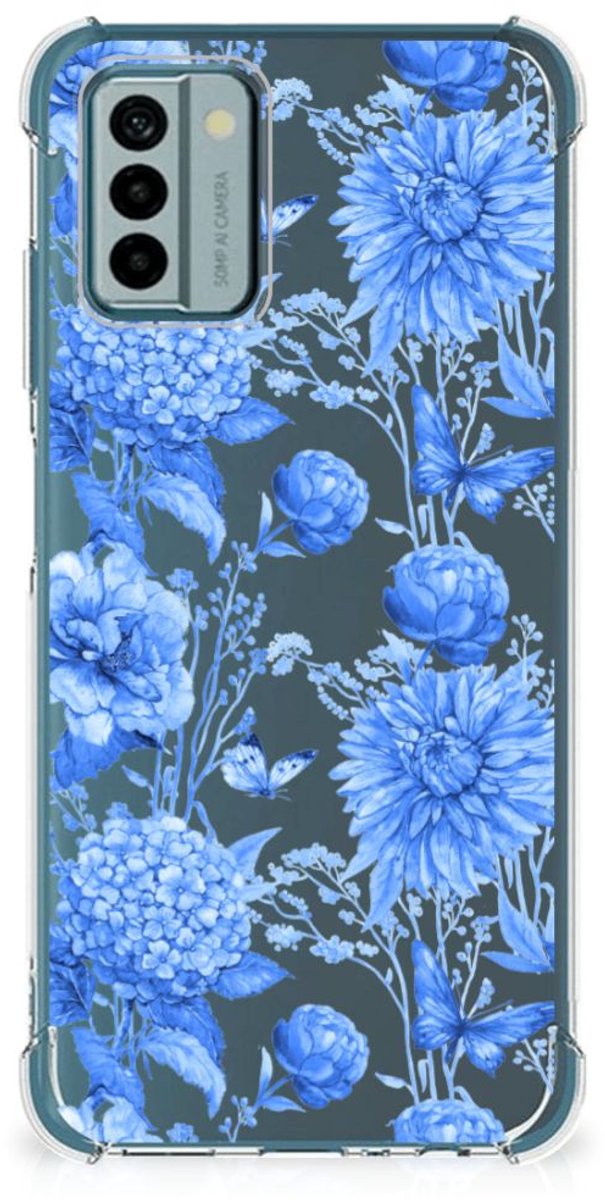 TPU Case Anti-Shock voor Case voor Nokia G22 Flowers Blue