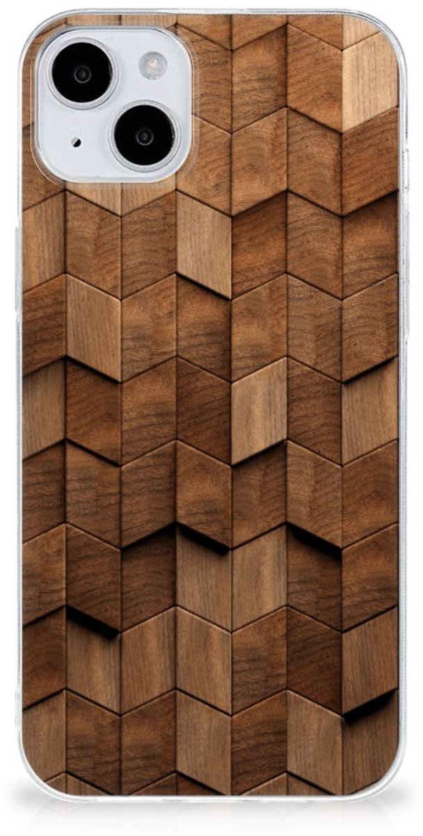 Bumper Hoesje voor iPhone 15 Wooden Cubes