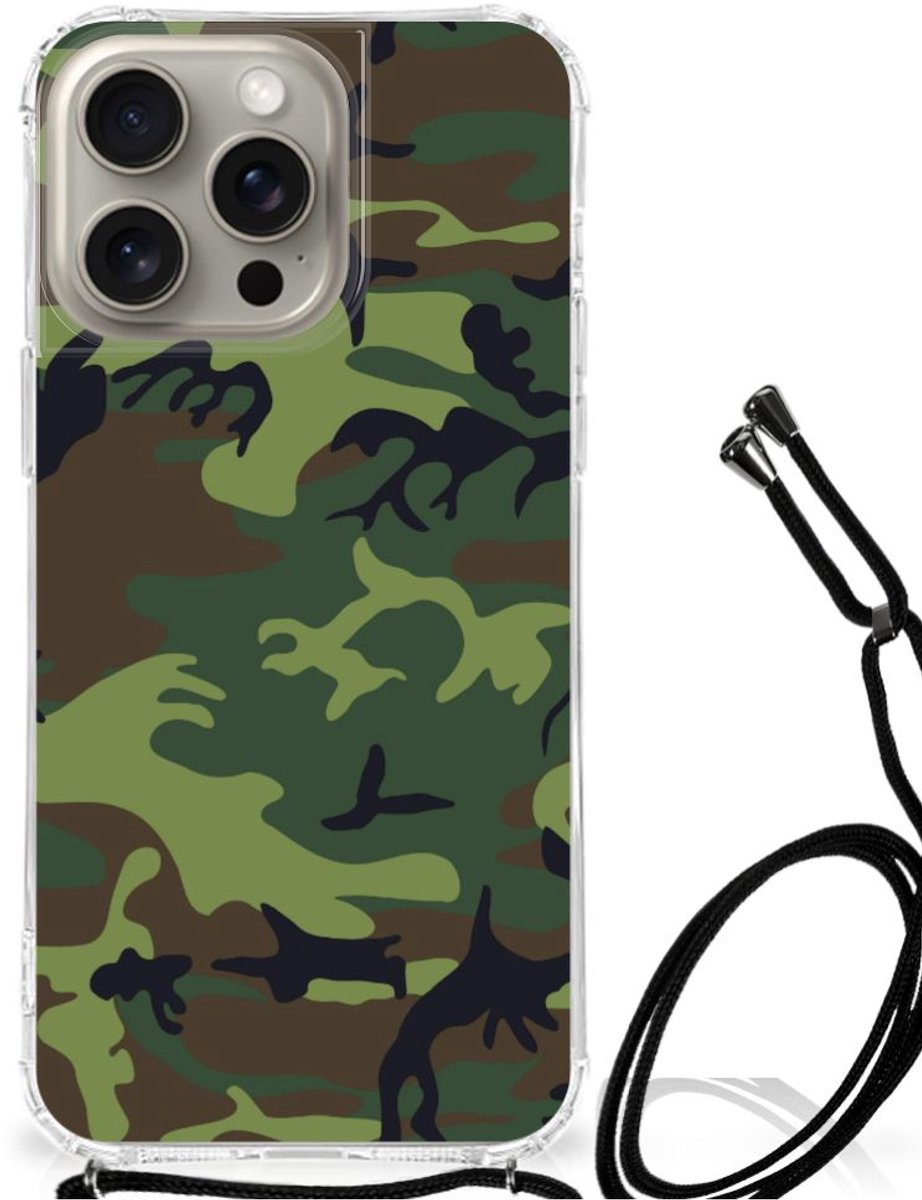 iPhone 15 Pro Max Doorzichtige Silicone Hoesje Army Dark