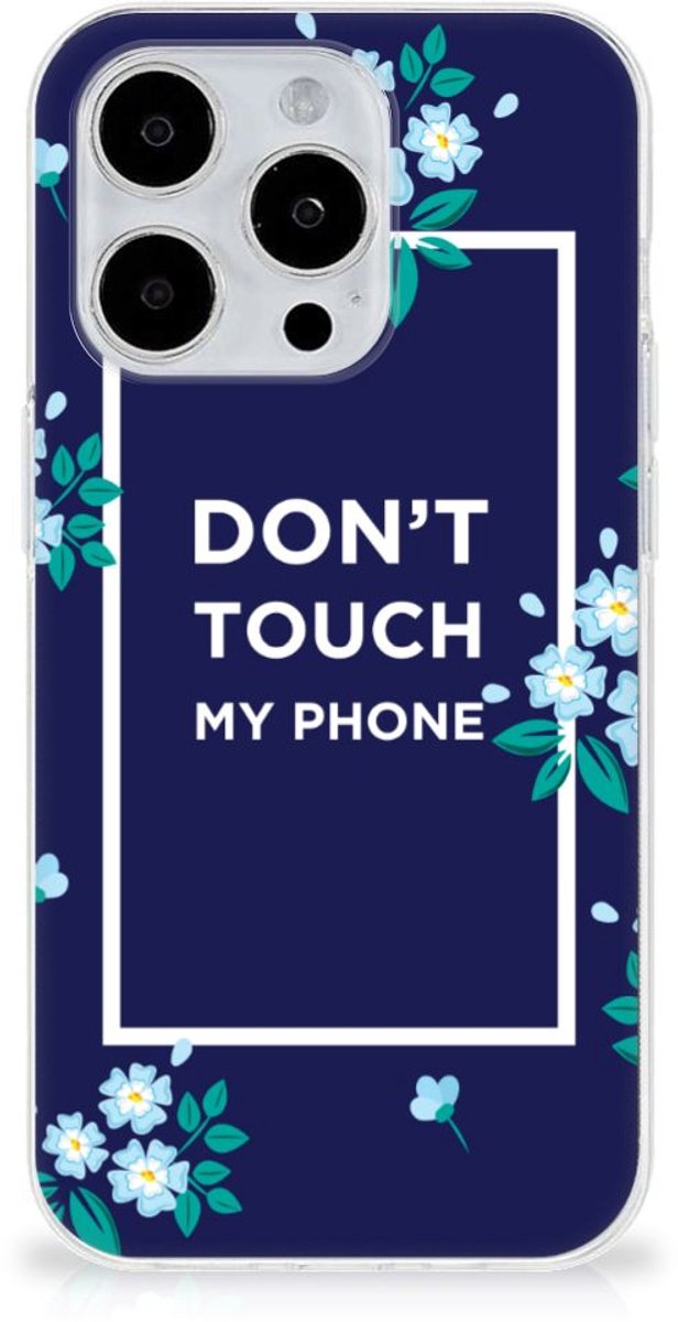 iPhone 15 Pro Silicone-hoesje Flowers Blue DTMP