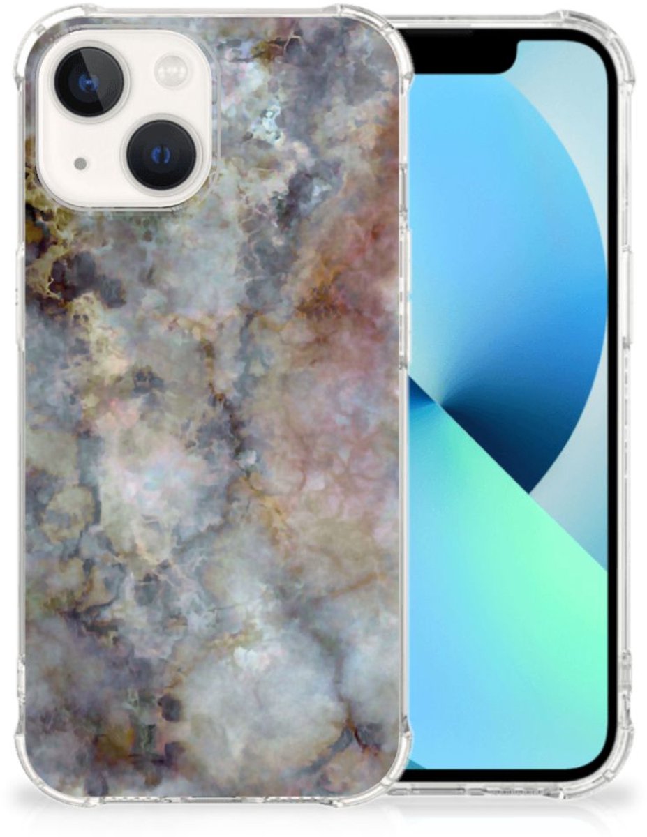 iPhone 13 Anti-Shock Hoesje Marmer Grijs